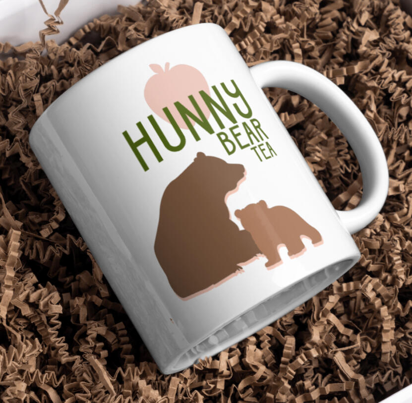 Hunny Bear Tea logo design merchandise mockup